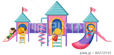 A children playground slide set on white background 90272535