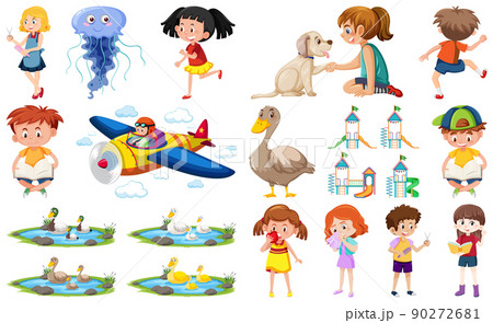 Set of different cute kids and objects Set of different cute kids and objects 90272681