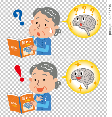脳トレドリル　高齢者　女性　イラスト 90273740
