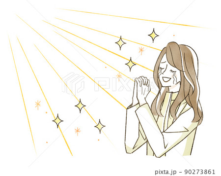 祈る女性と希望の光 90273861