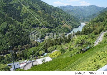 中井侍の斜面集落と天竜川【長野県天龍村】 中井侍の斜面集落と天竜川【長野県天龍村】 90273921