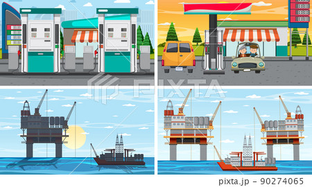 Four different petroleum industry scenes Four different petroleum industry scenes 90274065