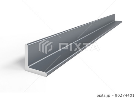 Single steel angle bar (L-profile) isolated on white background 90274401