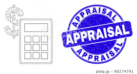 Blue Distress Appraisal Stamp Seal and Web Mesh Financial Calculator Blue Distress Appraisal Stamp Seal and Web Mesh Financial Calculator 90274791