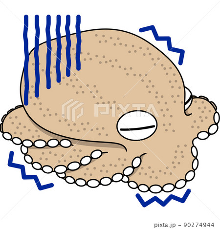 怯える擬態しているタコのイラスト(アウトラインあり) 怯える擬態しているタコのイラスト(アウトラインあり) 90274944