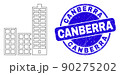Blue Grunge Canberra Stamp Seal and Web Mesh City Buildings 90275202