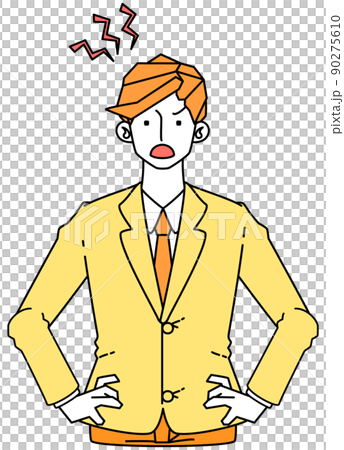 苛々と苛立つスーツ姿のビジネスマンの男性のイラスト 苛々と苛立つスーツ姿のビジネスマンの男性のイラスト 90275610