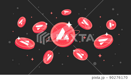 Avalanche (AVAX) coins falling from the sky. AVAX cryptocurrency concept banner background. 90276170