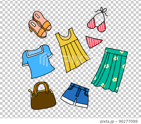 Summer ladies fashion, women's summer clothing illustrations 90277099