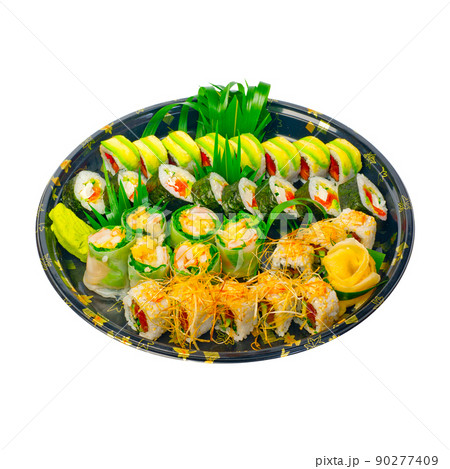 take away sushi express on plastic tray take away sushi express on plastic tray 90277409