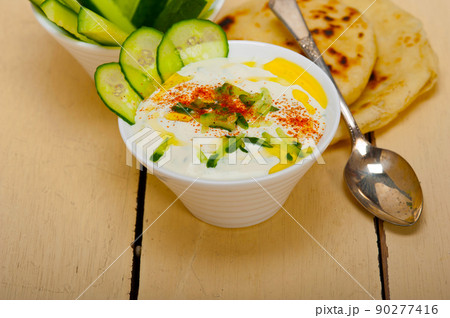 Arab middle east goat yogurt and cucumber salad 90277416