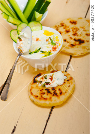 Arab middle east goat yogurt and cucumber salad 90277420
