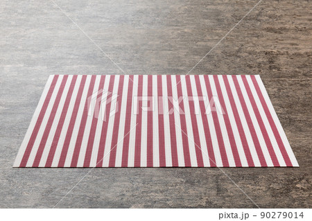 Perspective view of red tablecloth for food on cement background. Empty space for your design Perspective view of red tablecloth for food on cement background. Empty space for your design 90279014