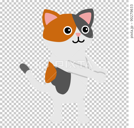 握手するポーズの三毛猫 両手のイラスト素材