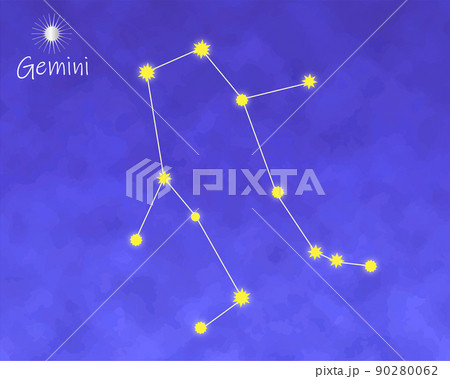 ふたご座の星の配置と夜空、優しい雰囲気 90280062