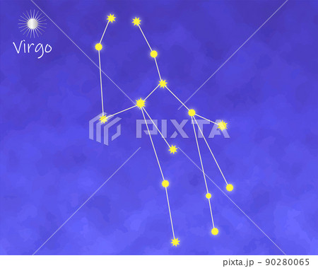 おとめ座の星の配置と夜空、優しい雰囲気 90280065