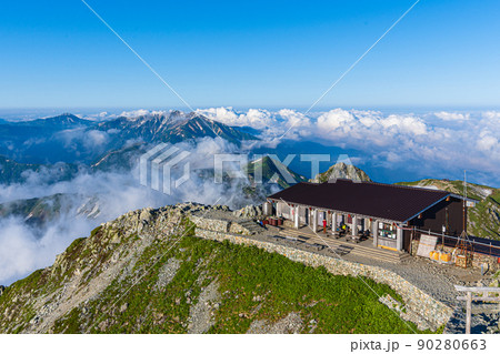【富山県　黒部立山】雄山山頂からの眺め 90280663