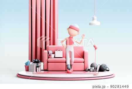 3D rendering of cute girl 3D rendering of cute girl 90281449