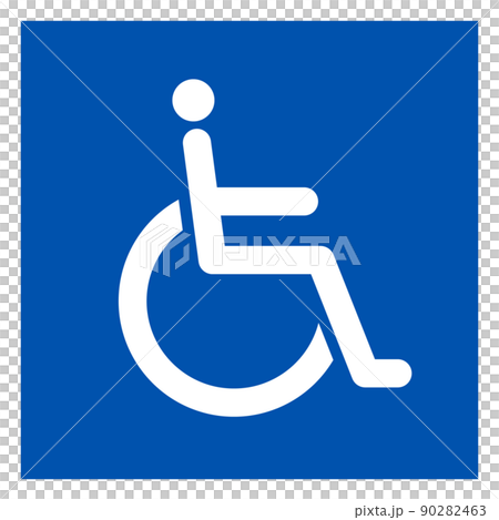 輪椅，障礙圖標，象形圖（藍色，方形框架） 90282463