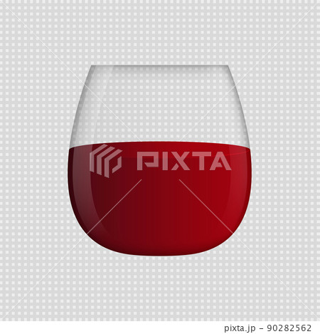 Stemless wine glass with red wine. No stem wine - Stock Illustration  [90282562] - PIXTA