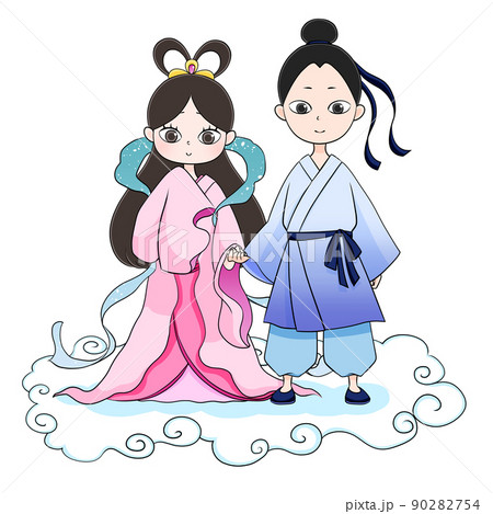 織姫と彦星のイラスト　ぱっちり目 90282754