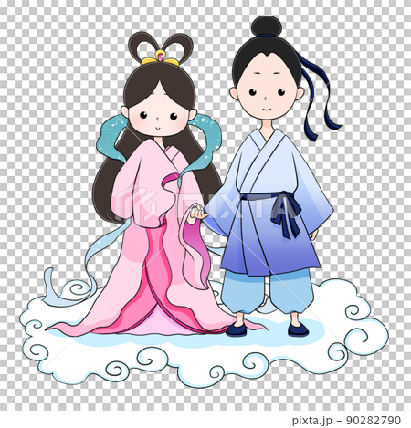 織姫と彦星のイラスト シンプル目のイラスト素材 [90282790] - PIXTA