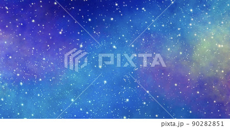 天の川 キラキラ輝く星空 宇宙 手書き背景素材のイラスト素材