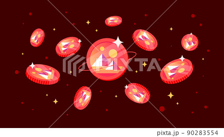 Decentraland (MANA) coins falling from the sky. MANA cryptocurrency concept banner background. Decentraland (MANA) coins falling from the sky. MANA cryptocurrency concept banner background. 90283554