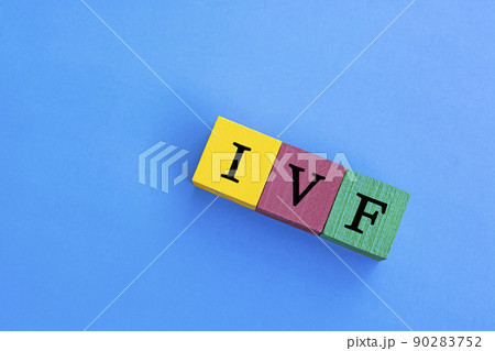 IVF - In Vitro Fertilization acronym on colorful wooden block cubes 90283752