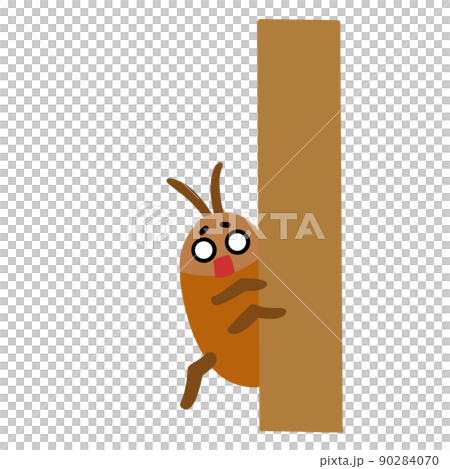 Cockroach peeking through the wall, a scared expression 90284070