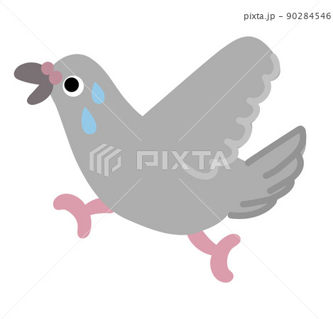 走るハトのイラスト 焦って逃げるのイラスト素材