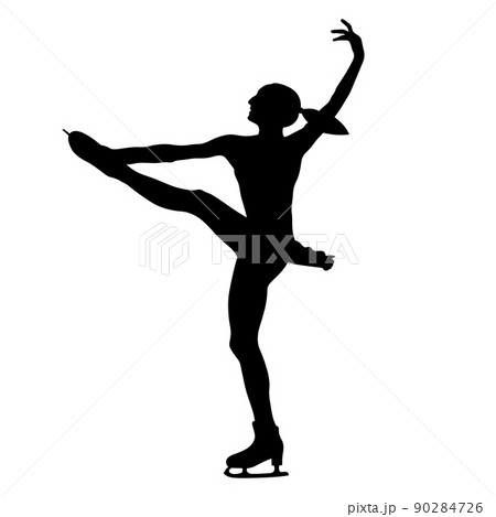 young girl figure skater black silhouette 90284726