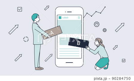 ABテストで成果を出そうと試みる男女のイラスト素材 ABテストで成果を出そうと試みる男女のイラスト素材 90284750