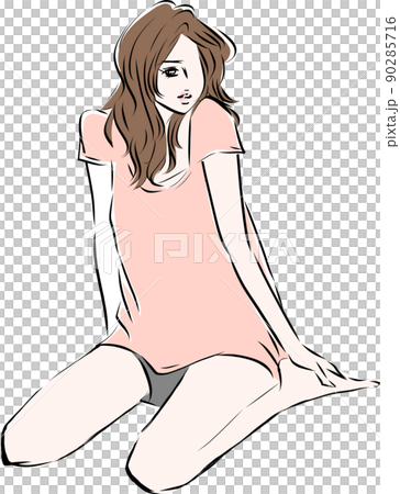 A woman relaxing in room wear A woman relaxing in room wear 90285716