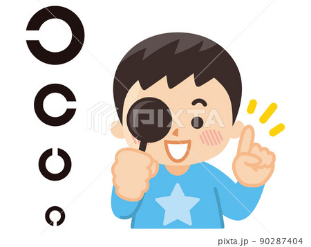 視力検査をする男の子　眼科 90287404