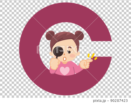 視力測定をする女の子　ランドルト環 90287423