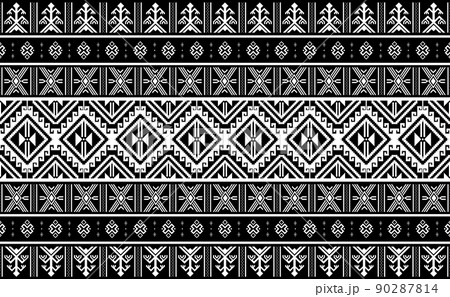 Ethnic pattern vector, Abstract fabric background, Black and white seamless Aztec design 90287814