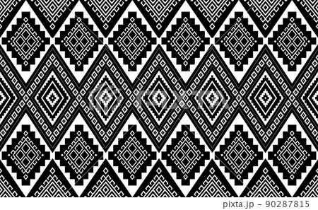 Ethnic pattern vector, Abstract geometric background, Black and white seamless fabric design 90287815