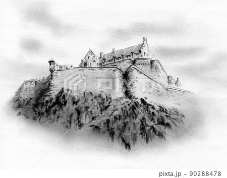 Edinburgh Castle - historic fortress of...のイラスト素材 [90288478