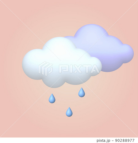 3d cartoon style weather icon cloud with rain. Vector 3d cartoon style weather icon cloud with rain. Vector 90288977
