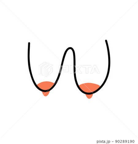 female breast doodle icon, vector color line illustration female breast doodle icon, vector color line illustration 90289190