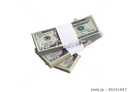 Bundle of US dollar bills isolated on white. Pack of american money with high resolution on perfect white background Bundle of US dollar bills isolated on white. Pack of american money with high resolution on perfect white background 90291667