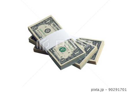 Bundle of US dollar bills isolated on white. Pack of american money with high resolution on perfect white background Bundle of US dollar bills isolated on white. Pack of american money with high resolution on perfect white background 90291701