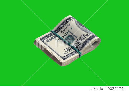 Bundle of US dollar bills isolated on chroma keyer green. Pack of american money with high resolution on perfect green mask Bundle of US dollar bills isolated on chroma keyer green. Pack of american money with high resolution on perfect green mask 90291764