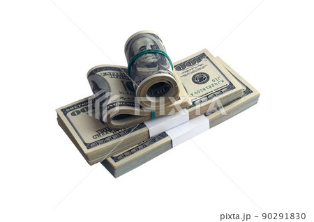 Bundle of US dollar bills isolated on white. Pack of american money with high resolution on perfect white background Bundle of US dollar bills isolated on white. Pack of american money with high resolution on perfect white background 90291830