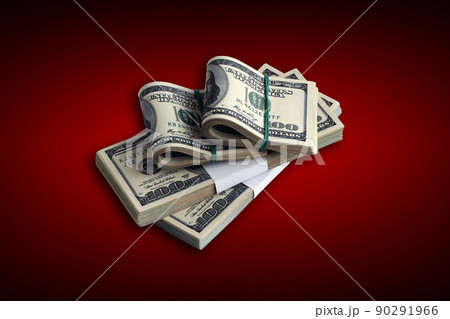 Bundle of US dollar bills isolated on white. Pack of american money with high resolution on perfect white background 90291966