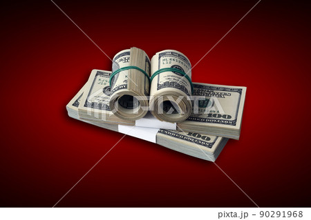 Bundle of US dollar bills isolated on white. Pack of american money with high resolution on perfect white background 90291968