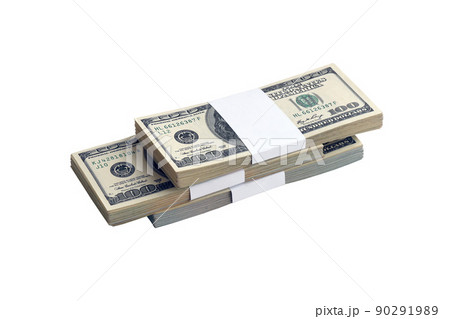 Bundle of US dollar bills isolated on white. Pack of american money with high resolution on perfect white background Bundle of US dollar bills isolated on white. Pack of american money with high resolution on perfect white background 90291989