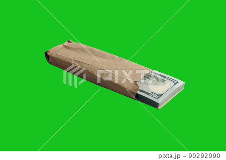 Bundle of US dollar bills isolated on chroma keyer green. Pack of american money with high resolution on perfect green mask Bundle of US dollar bills isolated on chroma keyer green. Pack of american money with high resolution on perfect green mask 90292090