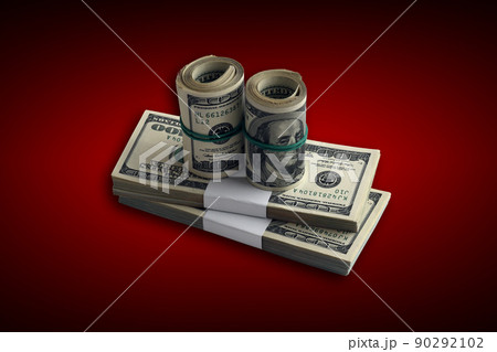 Bundle of US dollar bills isolated on white. Pack of american money with high resolution on perfect white background Bundle of US dollar bills isolated on white. Pack of american money with high resolution on perfect white background 90292102